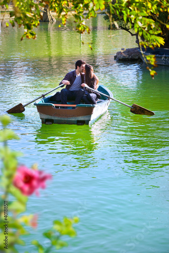 Couple on romantic boat ride.