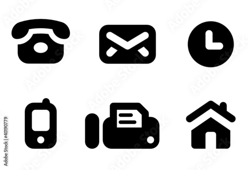 Contact icons: phone, mail, work time, mobile, fax, website