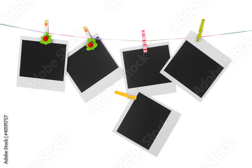 Wallpaper Mural Photo paper hanging on the clothesline isolated on white Torontodigital.ca