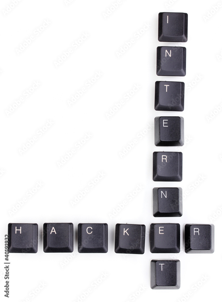 Keyboard keys saying internet-hacker isolated on white Keyboard keys saying internet-hacker isolated on white