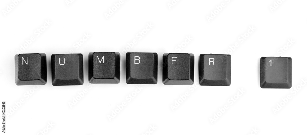 Keyboard keys saying number one isolated on white Keyboard keys saying number one isolated on white