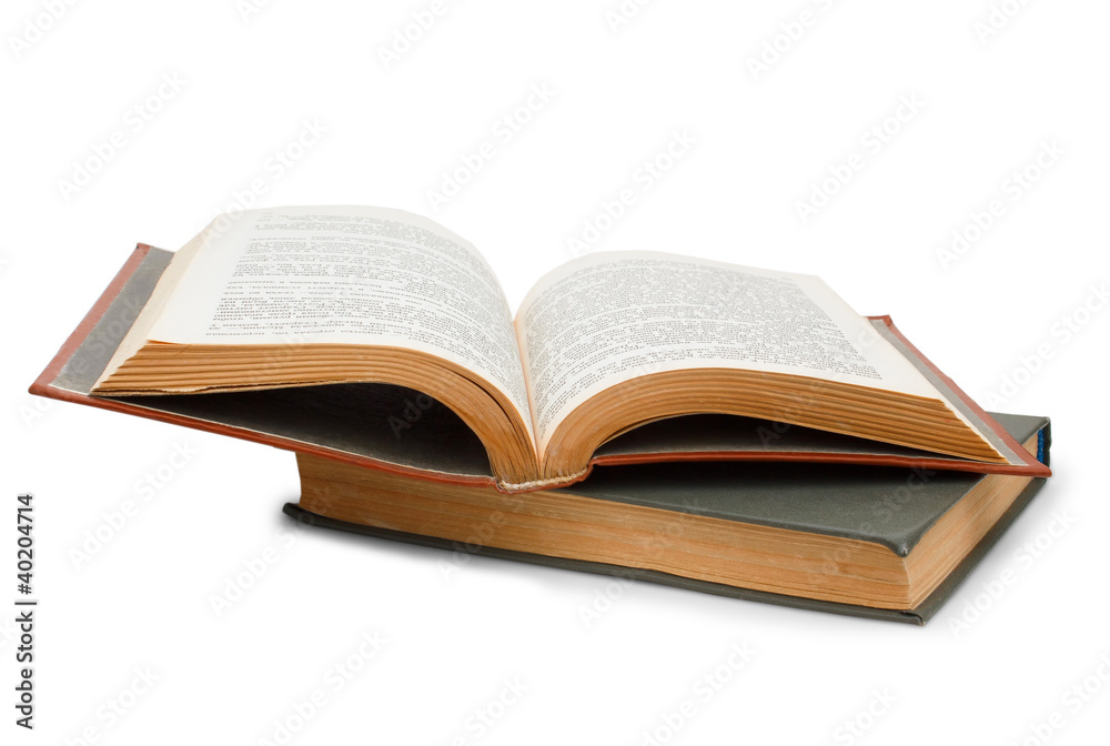 two open old book on white background two open old book on white background