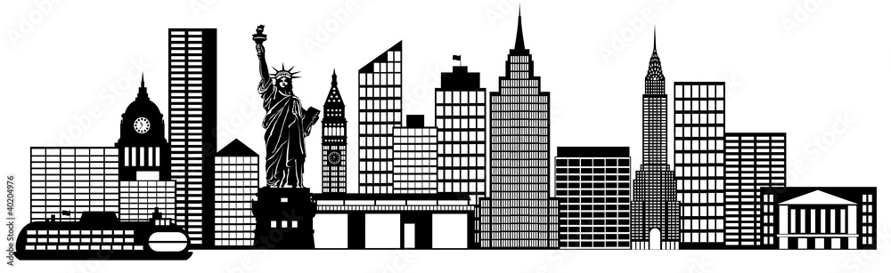 New York City Skyline Panorama Clip Art - obrazy, fototapety, plakaty 