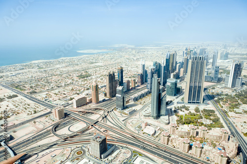 The top view on Dubai from the highest tower in the world, Burj