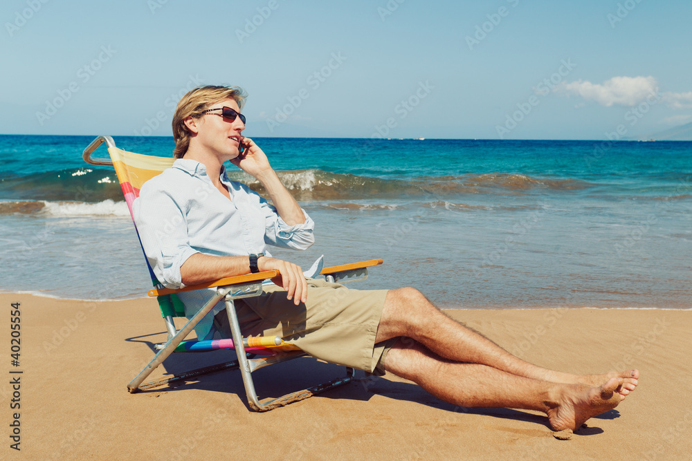 Business Man on the Beach in Hawaii