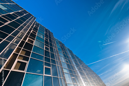 Glass wall of office building
