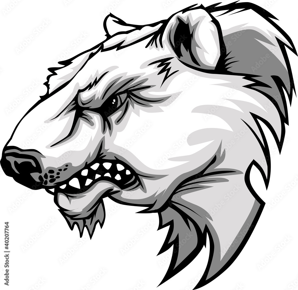 Naklejka Polar Bear Mascot Head Vector Cartoon