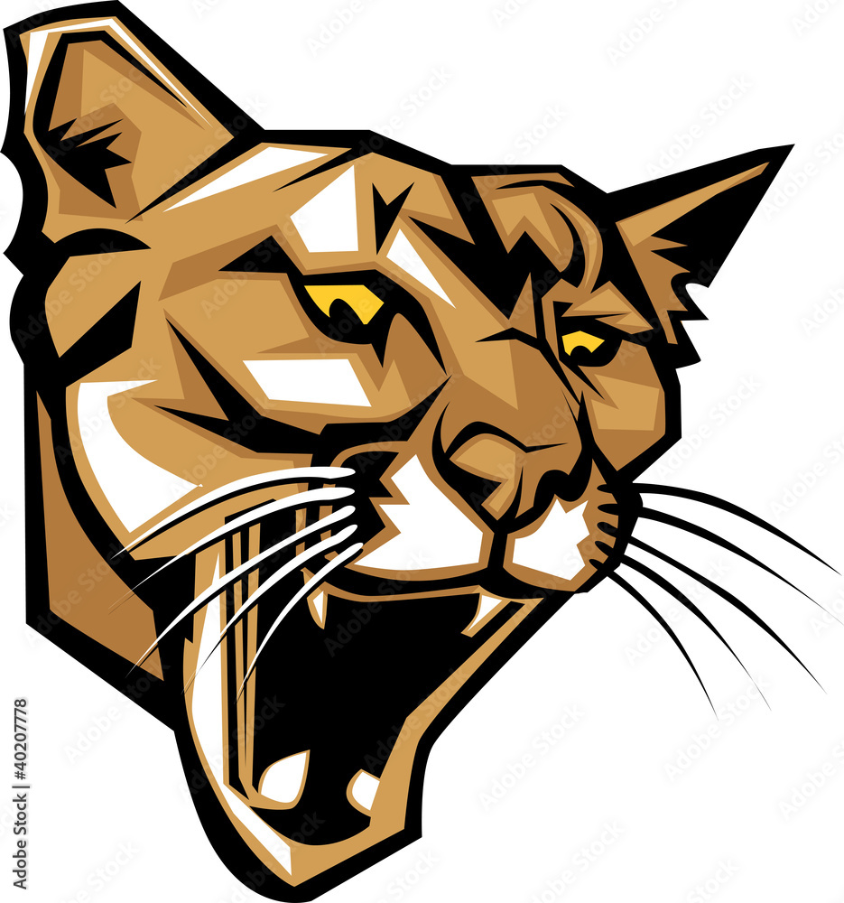Naklejka premium Cougar Panther Mascot Head Vector Graphic