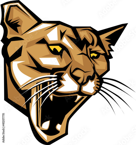 Cougar Panther Mascot Head Vector Graphic