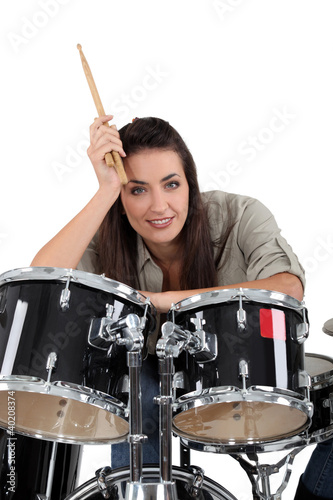 Fototapeta Female drummer