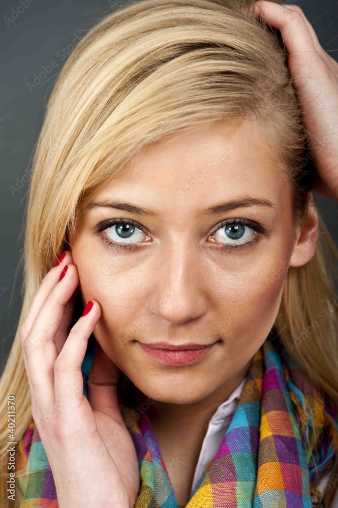 young girl on black background