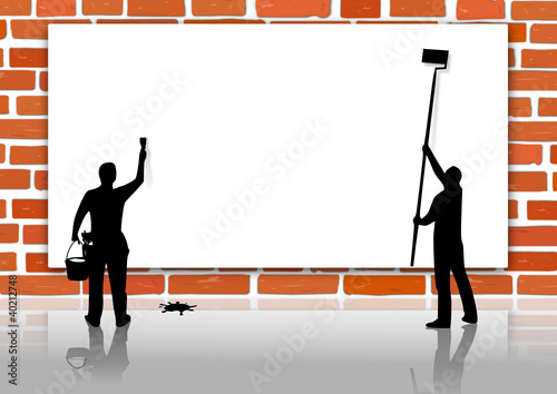 Werbefläche auf Backsteinwand mit Malern