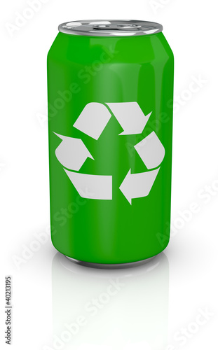 aluminium can with recycling symbol