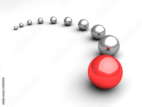 leadership concept with red ball leader on white background