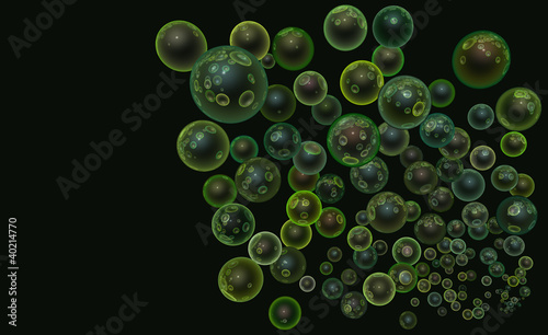3d render abstract backdrop in transparent glossy green bubble © johnjohnson