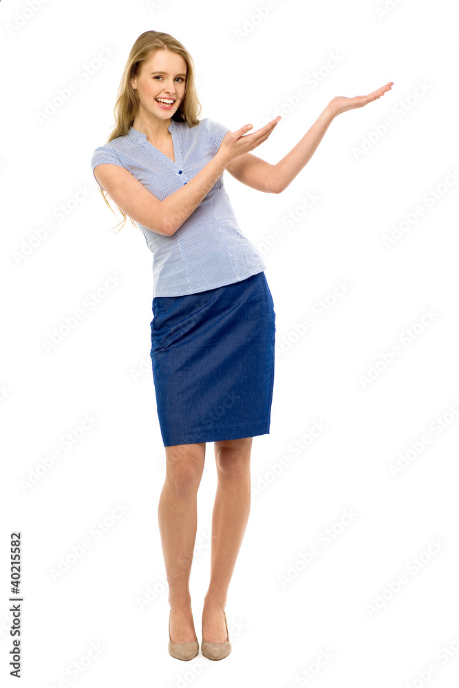 Businesswoman presenting something Businesswoman presenting something