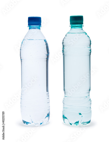 Polycarbonate plastic bottles of mineral water