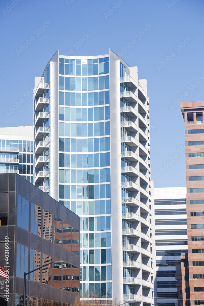 Blue Curving Office Towers