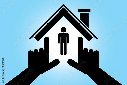 Hands making house shape