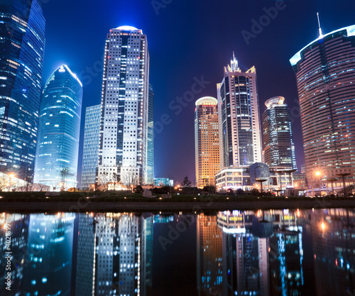 night view of shanghai financial center district #40218998