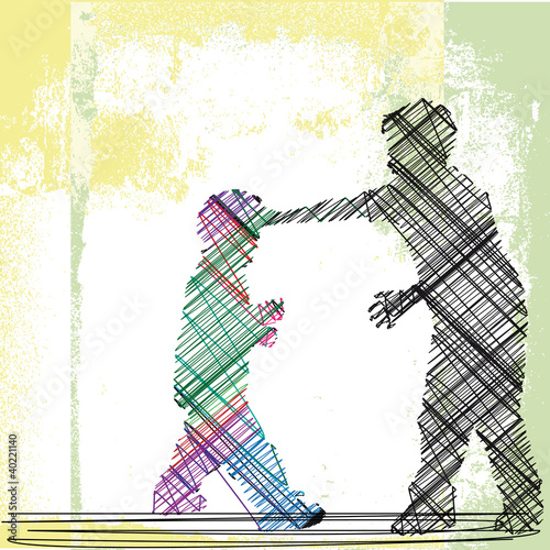 bully pushes around a smaller kid. Vector illustration