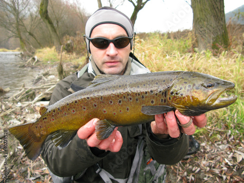 Fototapeta Naklejka Na Ścianę i Meble -  Fishing - brown trout fishing