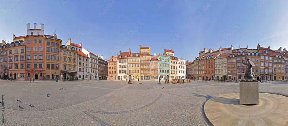 Warsaw Old Town, Stitched Panorama - obrazy, fototapety, plakaty 