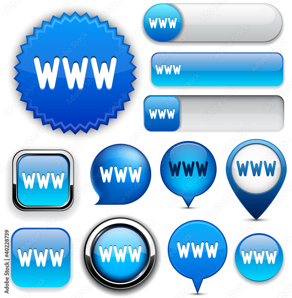 WWW high-detailed web button collection. WWW high-detailed web button collection.