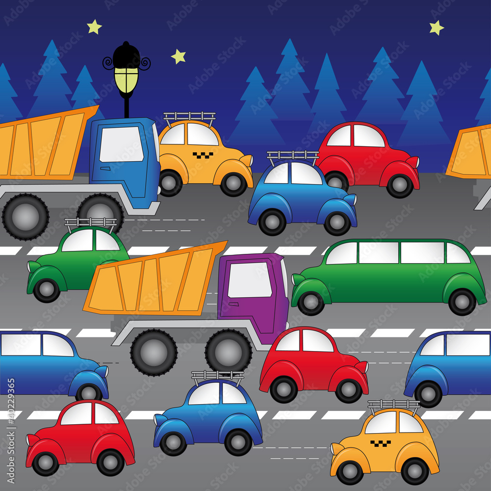 Fototapeta premium cars on the highway. seamless vector pattern