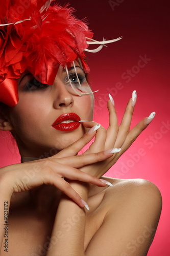 beautiful girl with nice manicure and decoration