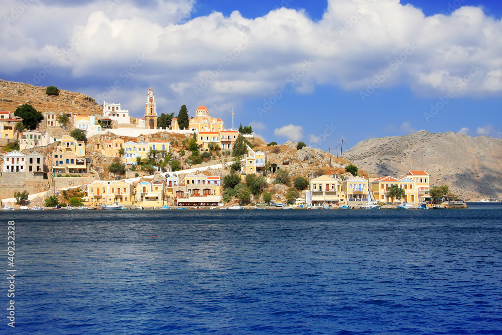 Greece.Dodecanesse.Island Symi (Simi).Colorful houses