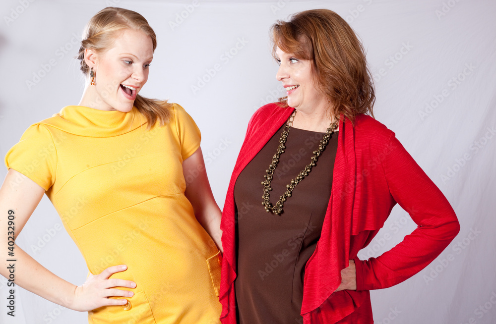 Mother and grown daughter looking at each other Mother and grown daughter looking at each other