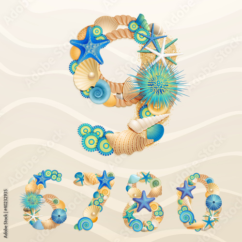 Numbers, vector sea life