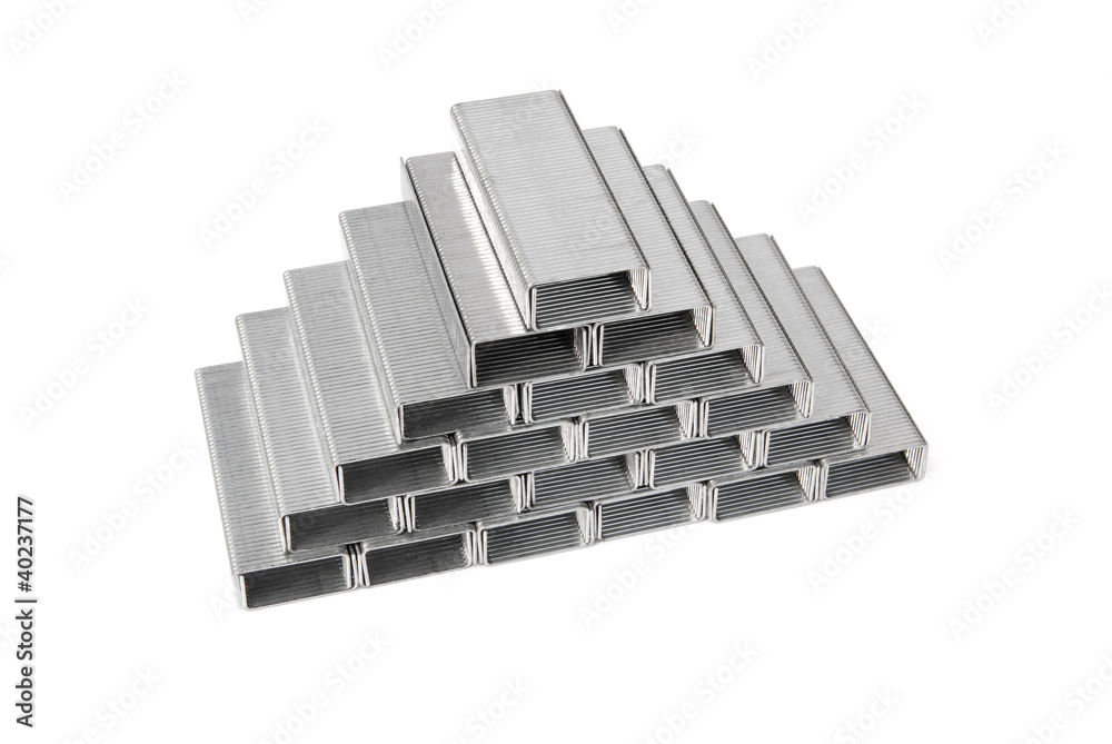 pyramid shape stacked staples with clipping path pyramid shape stacked staples with clipping path