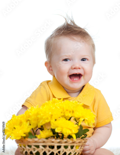 laughing baby boy with flow...
