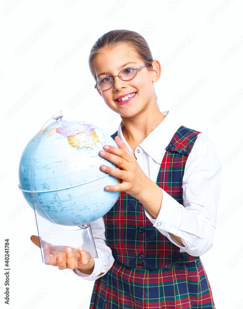 Schoolgirl with a globe Schoolgirl with a globe
