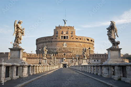 Rome - Angels castle and bridge in morning