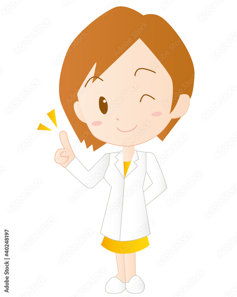 女医 女性 医者 指差し 二頭身 イラスト 素材 ベクター Stock Vector Adobe Stock