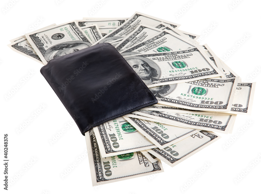 wallet with dollars wallet with dollars