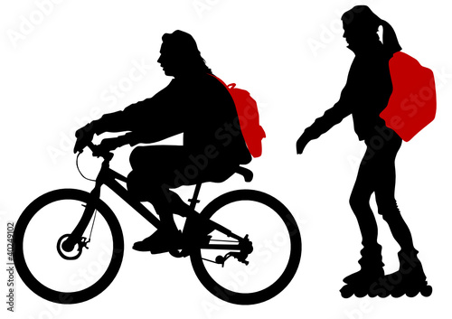 Cyclist and roller