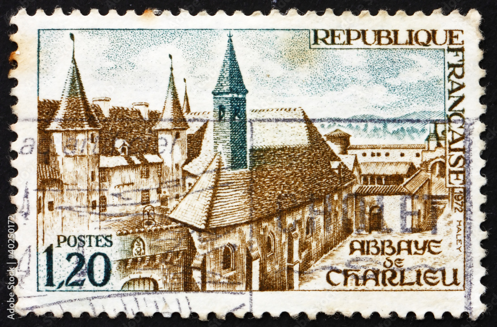 Postage stamp France 1972 Charlieu Abbey, Charlieu, France