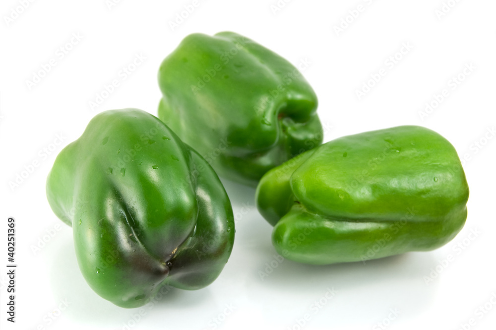 green sweet pepper on a white background green sweet pepper on a white background