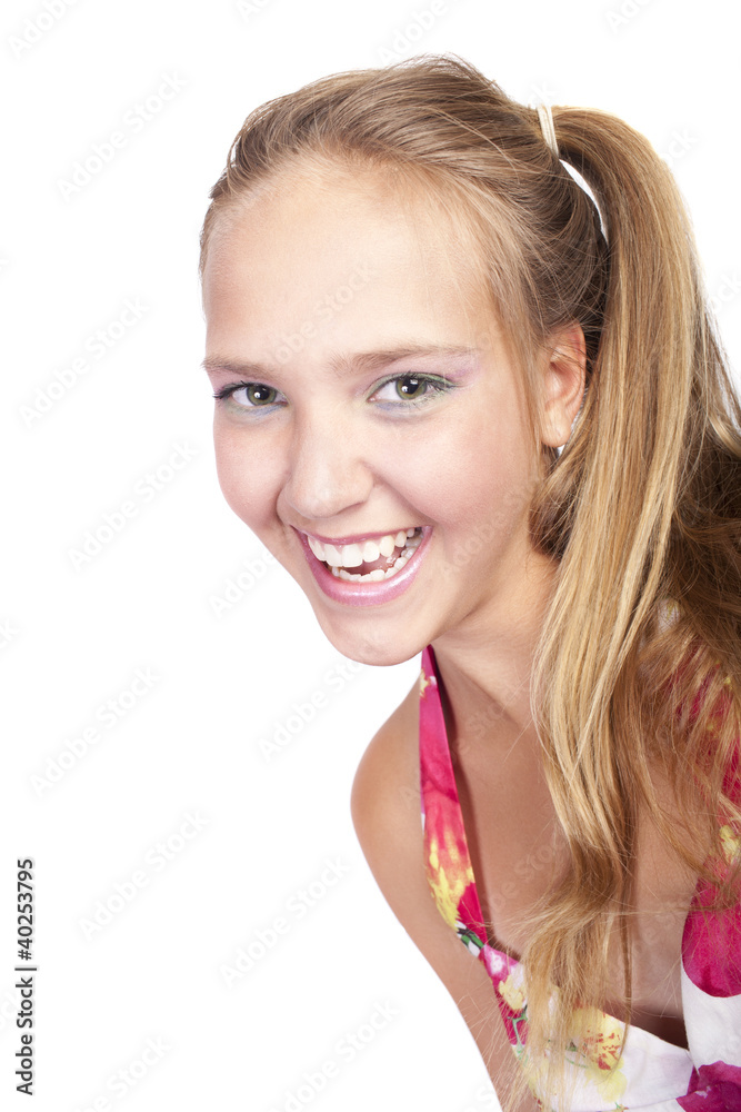 smiling beautiful girl isolated on a white smiling beautiful girl isolated on a white