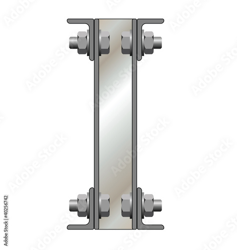 Metallic letter I isolated on white background