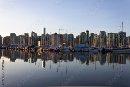 Coal Harbour, Vancouver reflects in early morning light