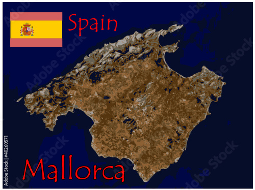 Mallorca spain europe island map flag emblem