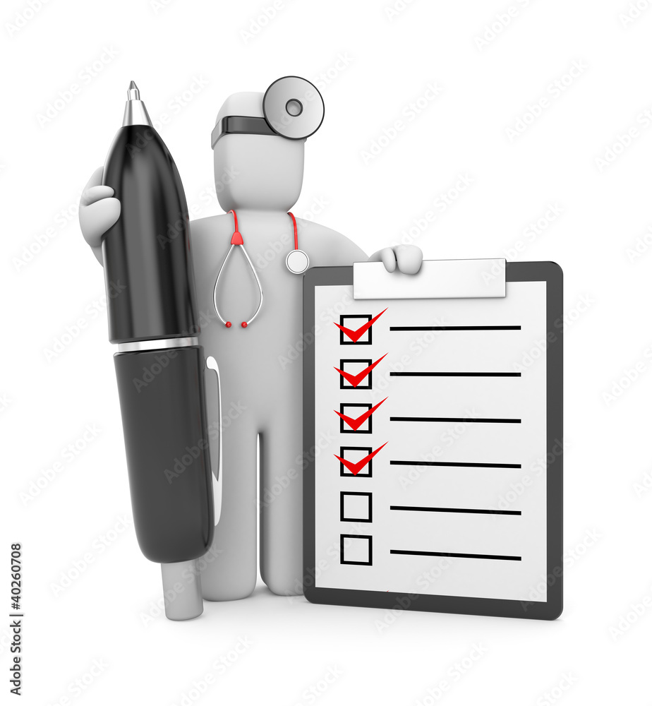 Doctor with clipboard and pen