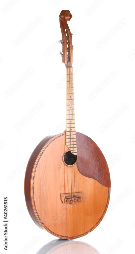 Naklejka premium Retro kobza- Ukrainian musical instrument isolated on white