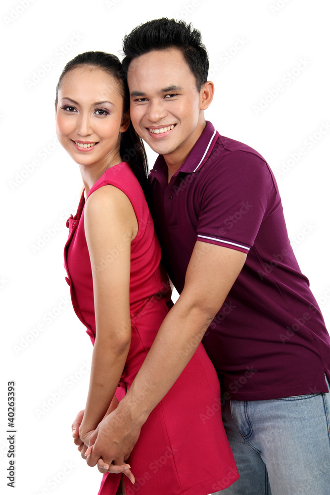 young happy smiling couple isolated on white background young happy smiling couple isolated on white background