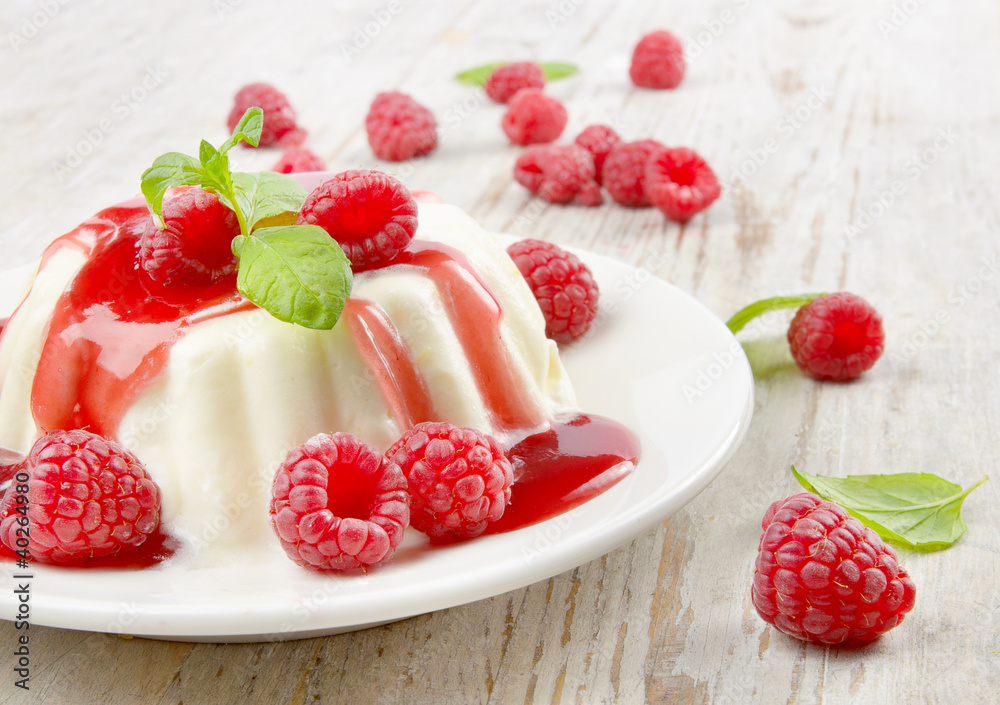 Delicious dessert with fresh berries and mint Delicious dessert with fresh berries and mint